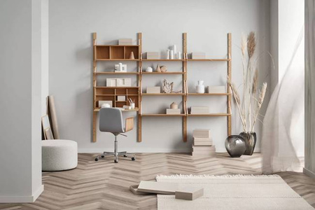 Półka Bolia Strap kombinacja Office 1 - dąb bielony/skóra