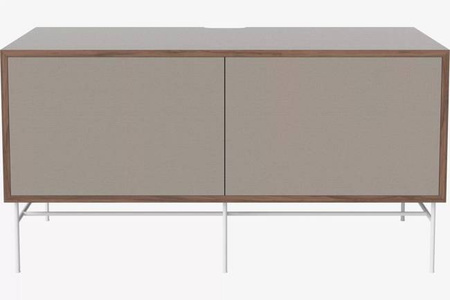 Szafka Case HiFi Furniture with base, średnia 48 cm nogi biała stal - orzech/szary