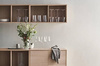 Szafka Case HiFi Furniture with base, średnia 48 cm nogi biała stal - orzech/szary