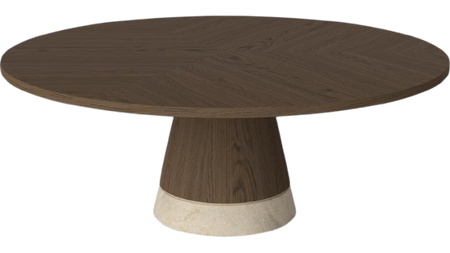 Stolik kawowy Bolia Piro Coffee Table Ø90cm ciemny dąb fornir / trawertyn