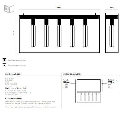 Lampa wisząca Buster+Punch Caged Ceiling 5.0 - czarny marmur