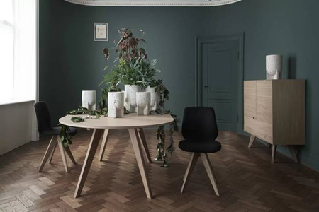 Komoda Bolia New Mood highboard - zielony/dąb bielony
