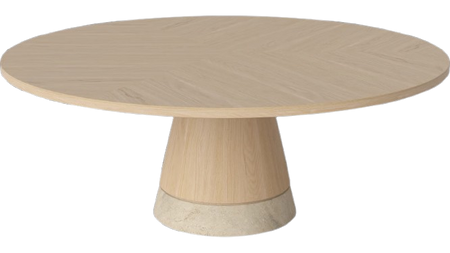 Stolik kawowy Bolia Piro Coffee Table Ø90cm dąb bielony fornir / trawertyn