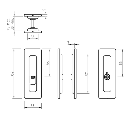 Uchwyt do drzwi przesuwnych Tupai 4181 WC O/Z 141 - tytan