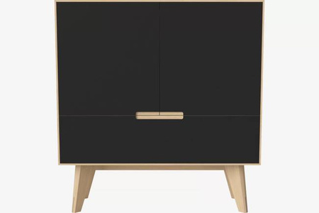 Komoda Bolia New Mood highboard - czarny/dąb bielony