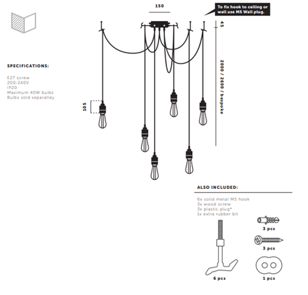 Lampa wisząca Buster + Punch Hooked 6.0 srebrna