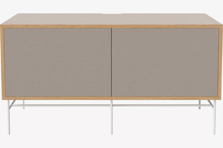 Szafka Case HiFi Furniture with base, średnia 48 cm nogi biała stal - dąb/szary