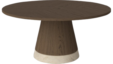 Stolik kawowy Bolia Piro Coffee Table Ø90cm ciemny dąb fornir / trawertyn