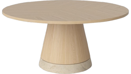 Stolik kawowy Bolia Piro Coffee Table Ø90cm dąb bielony fornir / trawertyn