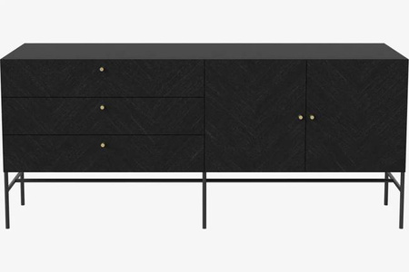 Komoda Bolia Luxe Sideboard - dąb czarny, mosiężne uchwyty