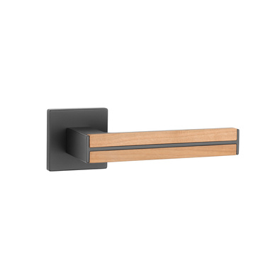 Klamka APRILE IMPERATA ROZETA Q SLIM 7MM BK/OAK WOOD - czarny matowy / drewno dębowe