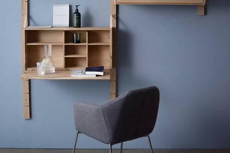 Półka Bolia Strap kombinacja Office 1 - dąb bielony/skóra