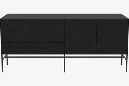 Komoda Bolia Luxe Sideboard - dąb czarny, czarne uchwyty