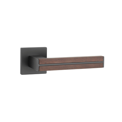 Klamka APRILE IMPERATA ROZETA Q SLIM 7MM BK/SANDALWOOD - czarny matowy / drewno sandałowe