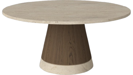 Stolik kawowy Bolia Piro Coffee Table Ø90cm ciemny dąb / trawertyn