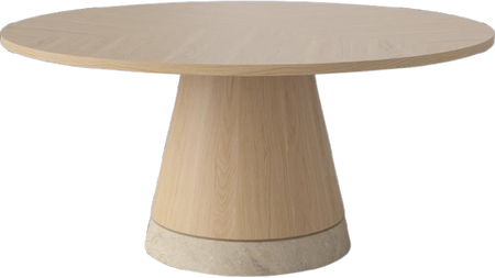 Stolik kawowy Bolia Piro Coffee Table Ø90cm dąb bielony fornir / trawertyn