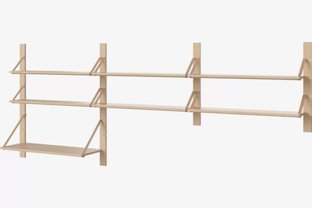 Półka Bolia Strap kombinacja Living 2 - dąb bielony/skóra