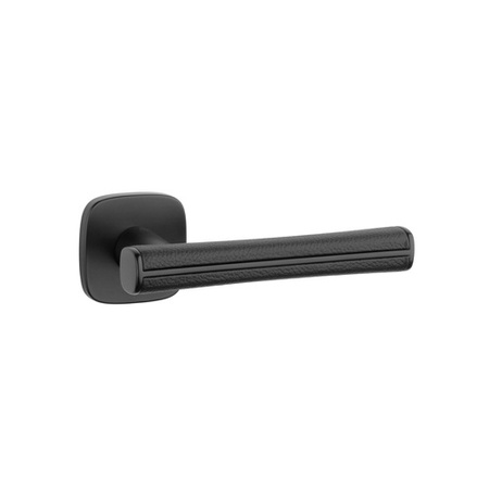 Klamka Aprile DAVIDIA ROZETA QR SLIM 7mm BK/BLACK LEATHER - czarny matowy / czarna skóra