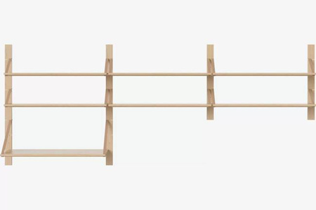 Półka Bolia Strap kombinacja Living 2 - dąb bielony/skóra