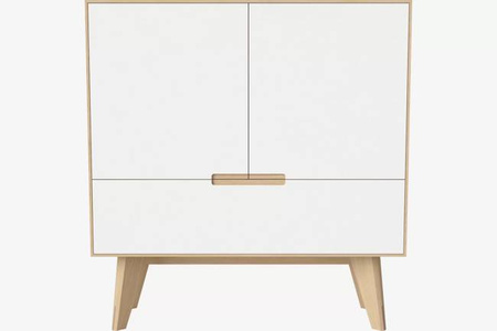 Komoda Bolia New Mood highboard - biały/dąb bielony