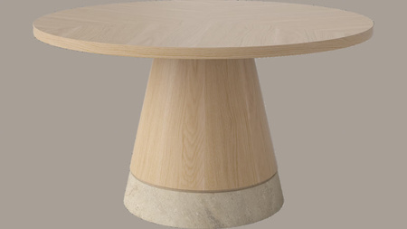 Stolik kawowy Bolia Piro Coffee Table Ø60cm dąb bielony fornir / trawertyn