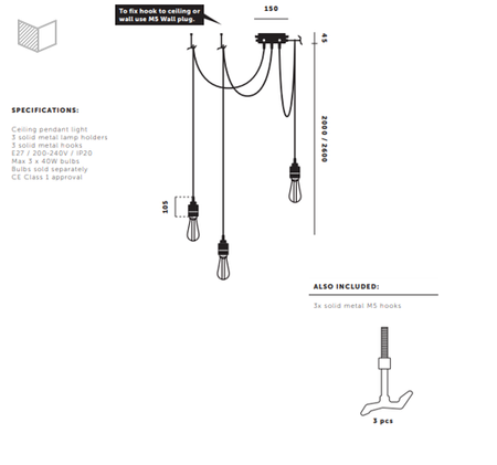 Lampa wisząca Buster + Punch Hooked 3.0 brązowa