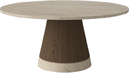 Stolik kawowy Bolia Piro Coffee Table Ø90cm ciemny dąb / trawertyn