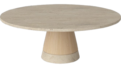 Stolik kawowy Bolia Piro Coffee Table Ø90cm dąb bielony / trawertyn