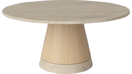 Stolik kawowy Bolia Piro Coffee Table Ø90cm dąb bielony / trawertyn