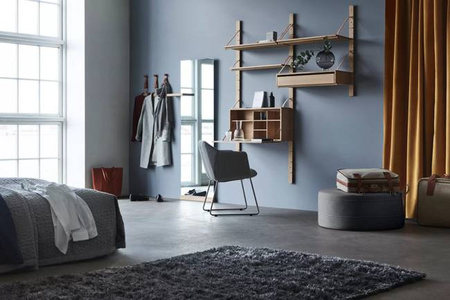 Półka Bolia Strap kombinacja Living 3 - dąb bielony/skóra