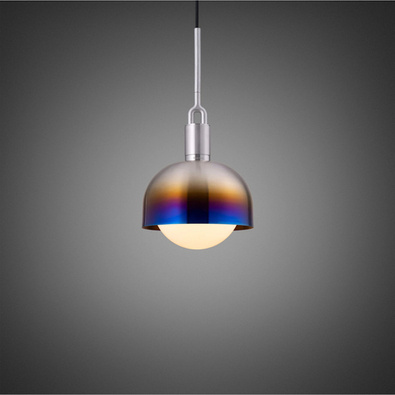 Lampa wisząca Buster+Punch Forked Pendant Shade Globe Opal Medium stalowy palony/opal