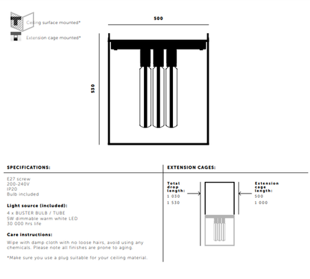 Lampa wisząca Buster+Punch Caged Ceiling 4.0 - biały marmur