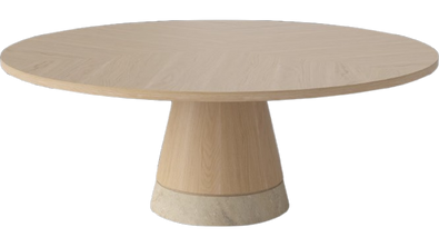 Stolik kawowy Bolia Piro Coffee Table Ø90cm dąb bielony fornir / trawertyn