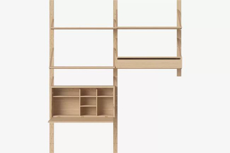 Półka Bolia Strap kombinacja Office 1 - dąb bielony/skóra