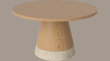Stolik kawowy Bolia Piro Coffee Table Ø60cm dąb fornir / trawertyn