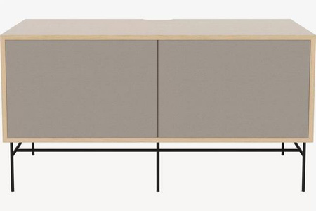 Szafka Case HiFi Furniture with base, średnia 48 cm nogi czarna stal - dąb bielony/szary