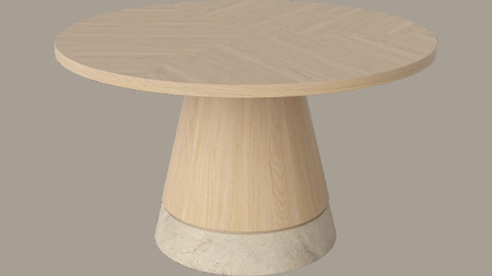 Stolik kawowy Bolia Piro Coffee Table Ø60cm dąb bielony fornir / trawertyn
