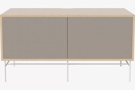 Szafka Case HiFi Furniture with base, średnia 48 cm nogi biała stal - dąb bielony/szary
