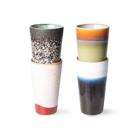 Zestaw 4 ceramicznych kubków Latte 70's