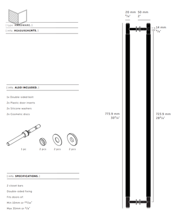 Uchwyt meblowy dwustronny Buster+Punch Closet Bar Double-Sided - czarny