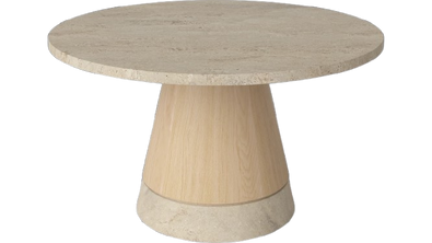 Stolik kawowy Bolia Piro Coffee Table Ø60cm dąb bielony / trawertyn