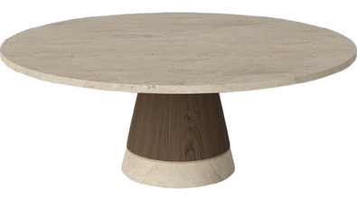 Stolik kawowy Bolia Piro Coffee Table Ø90cm ciemny dąb / trawertyn
