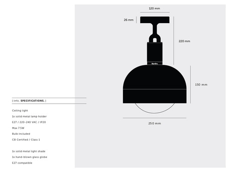 Lampa sufitowa Buster+Punch Forked Ceiling Shade Globe Opal Medium złoty/opal